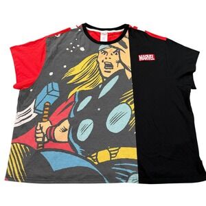 Marvel Thor Comic Graphic T Shirt Women's Plus 3X Colorblock Oversized Tee EUC